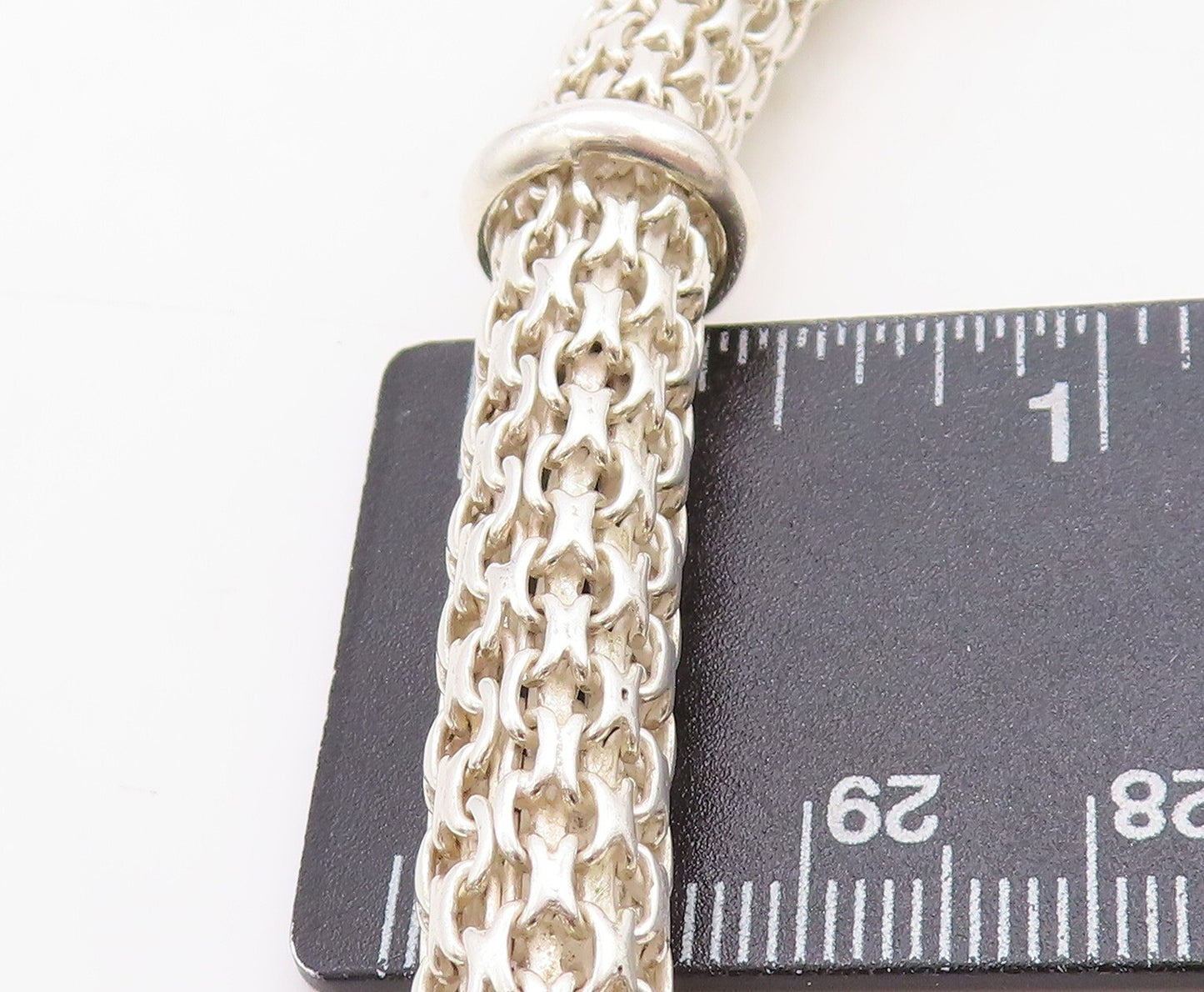 925 Sterling Silver  Shiny Polished Hollow Round Link Chain Necklace  NE1481