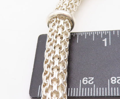 925 Sterling Silver  Shiny Polished Hollow Round Link Chain Necklace  NE1481