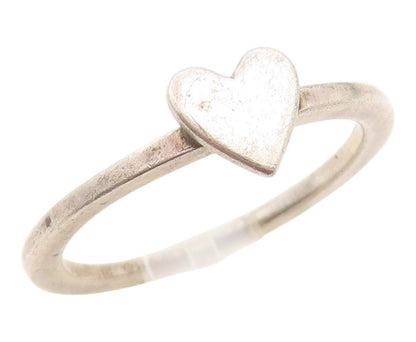 925 Sterling Silver Vintage Ring Minimalist Cute Love Heart Band  Sz 7  RG36091