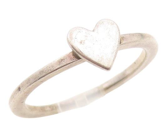 925 Sterling Silver Vintage Ring Minimalist Cute Love Heart Band  Sz 7  RG36091