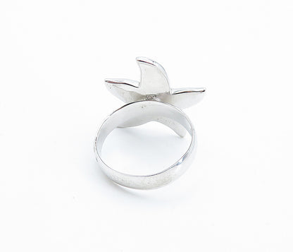 925 Sterling Silver  Inlaid Fire Opal Starfish Cocktail Ring Sz 8.5  RG7754