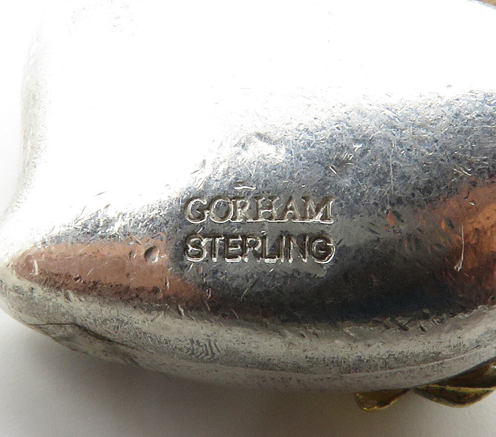 GORHAM 925 Silver  Vintage Two Tone Rose Flower Love Heart Pendant  PT11760