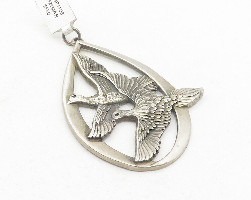 WALLACE 925 Sterling Silver  Vintage Peace On Earth Doves Pendant  PT9601