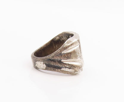 925 Sterling Silver Vintage Ring ESPO Calligraphed Letter E Band Sz 7 RG33766