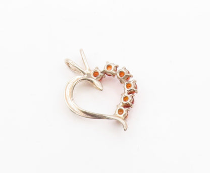 925 Sterling Silver  Vintage Cabochon Amber Open Love Heart Pendant  PT17998