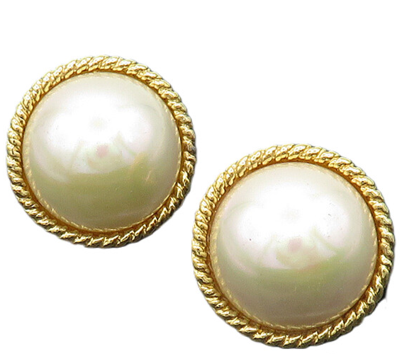 925 Sterling Silver  Vintage Pearl Dome Gold Plated Drop Earrings  EG9673