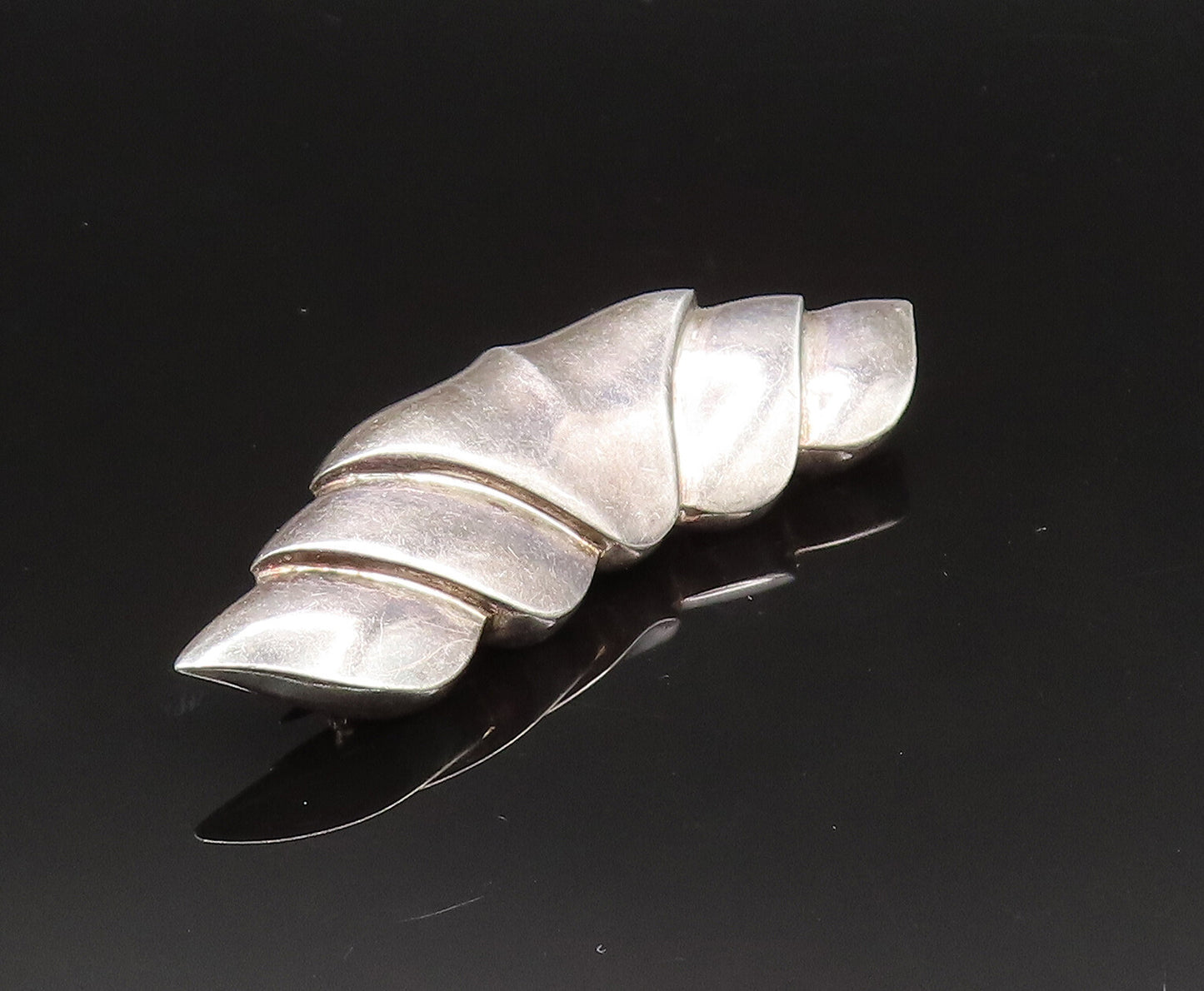 CHARLES KRYPELL 925 Silver  Vintage Scalloped Abstract Brooch Pin  BP9653