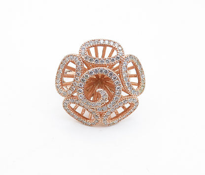 925 Sterling Silver  Topaz Rose Gold Plated Statement Ring Sz 7.5  RG7281