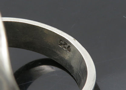 925 Sterling Silver  Vintage Shiny Round Square Statement Ring Sz 8.5  RG22101