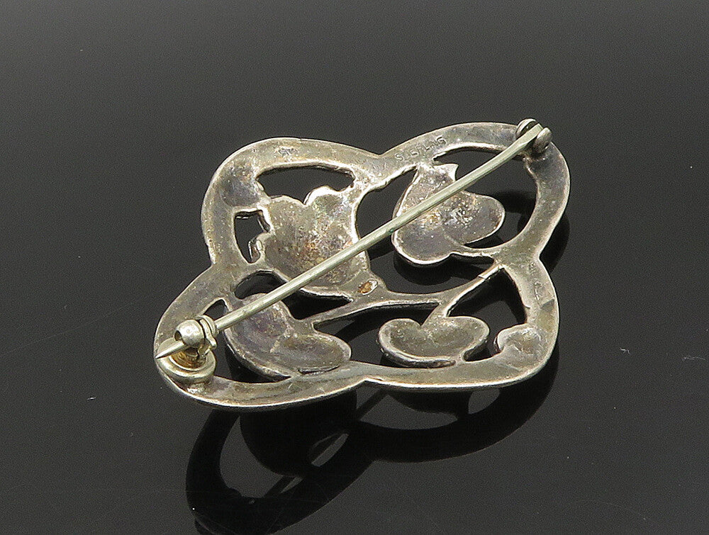 925 Sterling Silver  Vintage Antique Floral Vine Motif Brooch Pin  BP9284