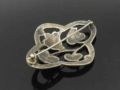 925 Sterling Silver  Vintage Antique Floral Vine Motif Brooch Pin  BP9284