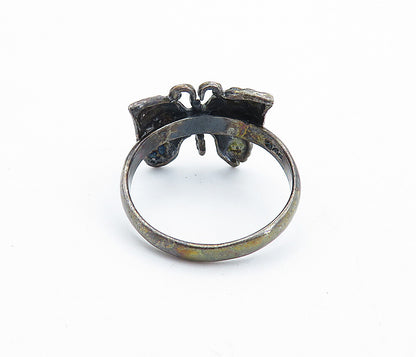 925 Sterling Silver  Vintage Oxidized Butterfly Motif Band Ring Sz 10.5 RG7321