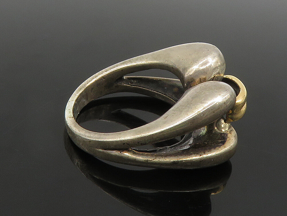 925 Silver & 14K GOLD  Vintage Open Shank Connector Band Ring Sz 6  RG24368