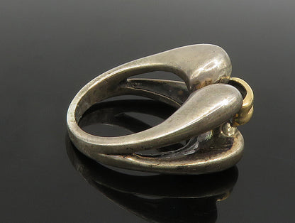 925 Silver & 14K GOLD  Vintage Open Shank Connector Band Ring Sz 6  RG24368
