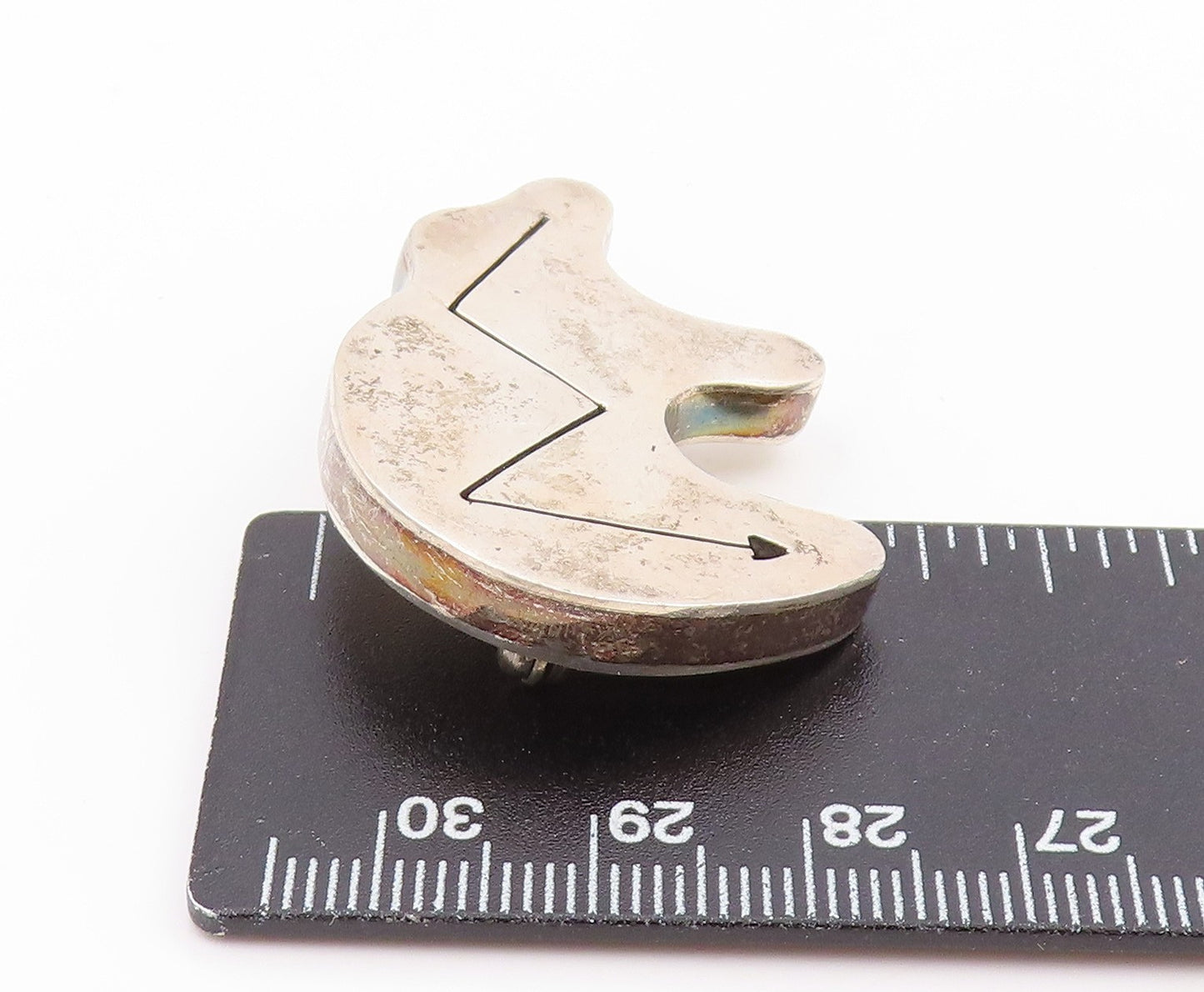 925 Sterling Silver Vintage Brooch Pin MEXICO Modernist Heartline Bear  BP12259