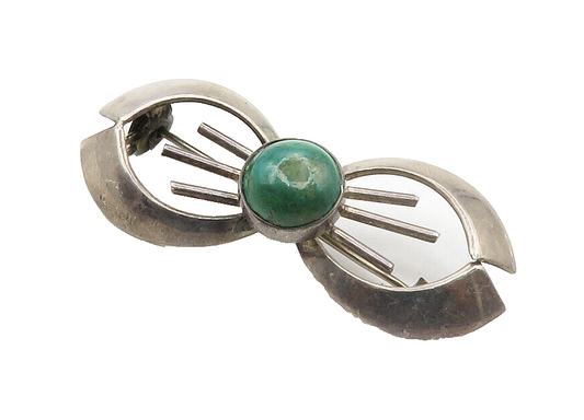 ISRAEL 925 Sterling Silver  Vintage Cabochon Eilat Stone Brooch Pin  BP5668