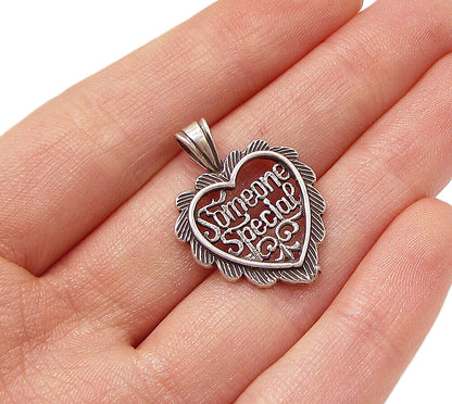 925 Sterling Silver  Vintage Someone Special Love Heart Drop Pendant  PT1888