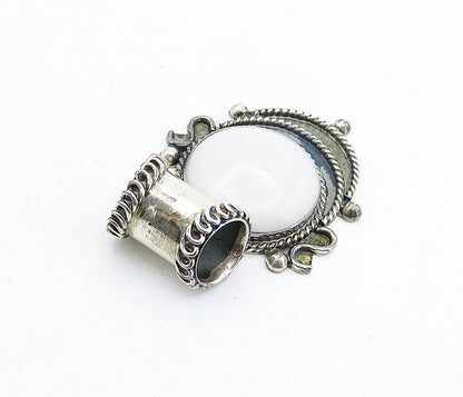 MEXICO 925 Sterling Silver  Vintage Cabochon Cut Quartz Twist Pendant  PT4008