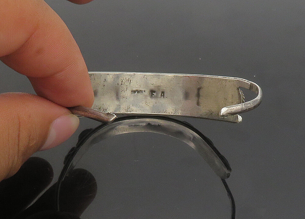 FA NAVAJO 925 Sterling Silver  Vintage Turquoise Oxidized Cuff Bracelet BT8504
