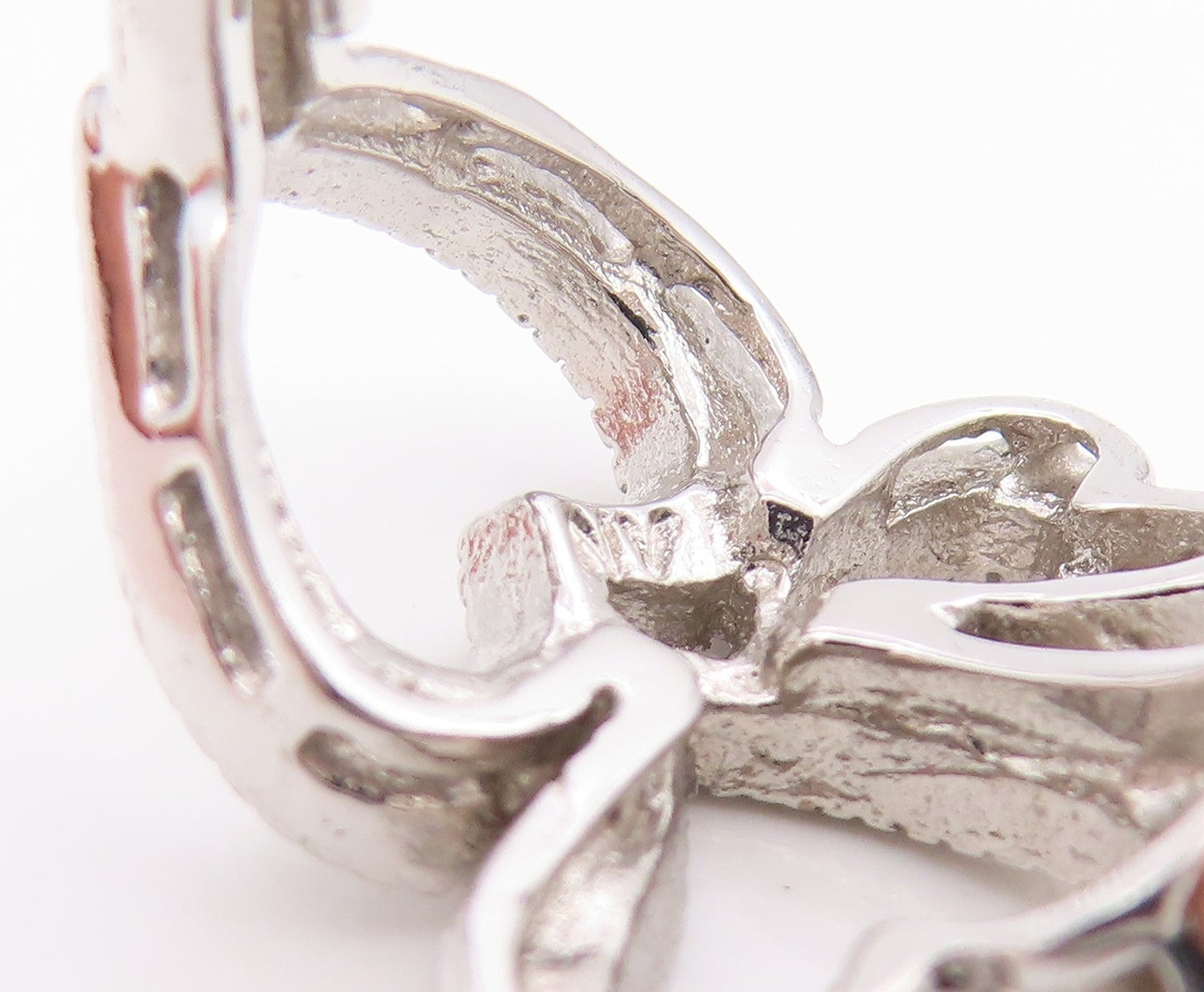 925 Sterling Silver Vintage Ring CZ Intertwined Triple Love Heart  Sz 7  RG34624
