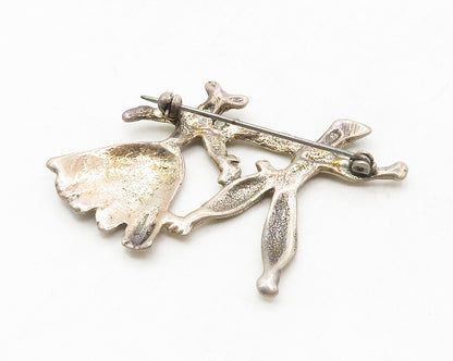 925 Sterling Silver  Vintage Dark Tone Dancing Couple Brooch Pin  BP4943