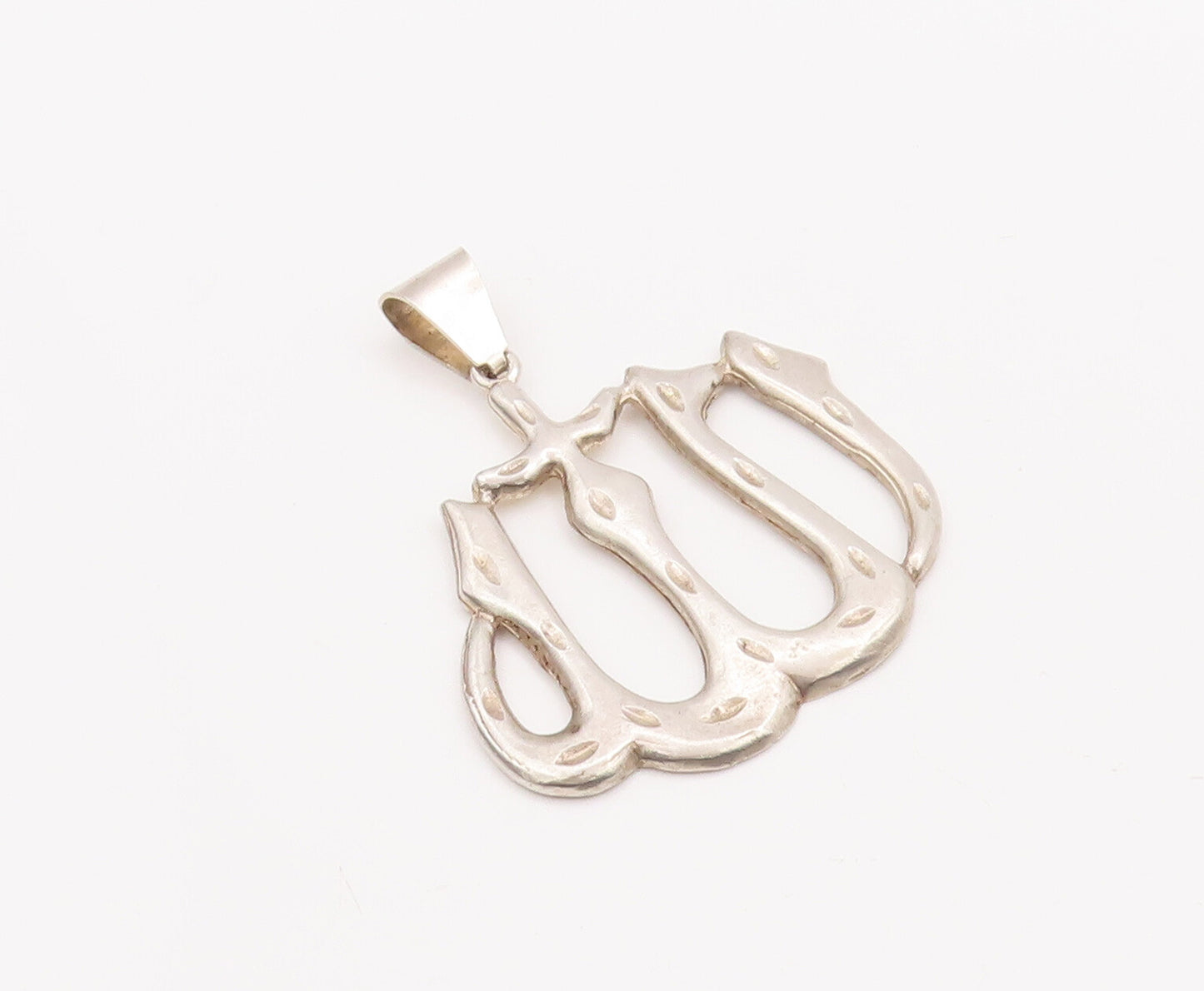 925 Sterling Silver Vintage Pendant Large Solid Cutout Arabic Prayer  PT23133