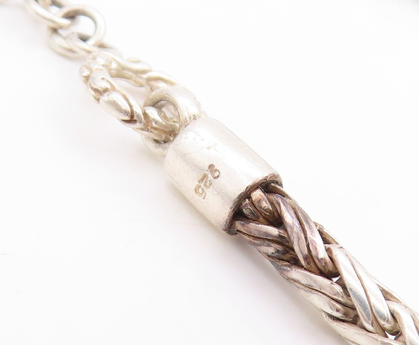 925 Sterling Silver Vintage Necklace Solid Intertwined Byzantine Chain  NE4621