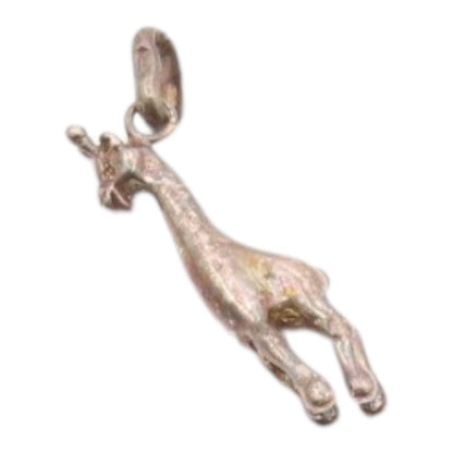 925 Sterling Silver  Vintage Petite Giraffe Animal Drop Pendant  PT18596