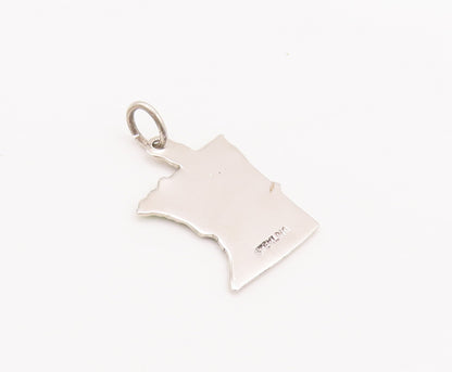 925 Sterling Silver Vintage Pendant Enameled Minnesota Map Souvenir  PT22538