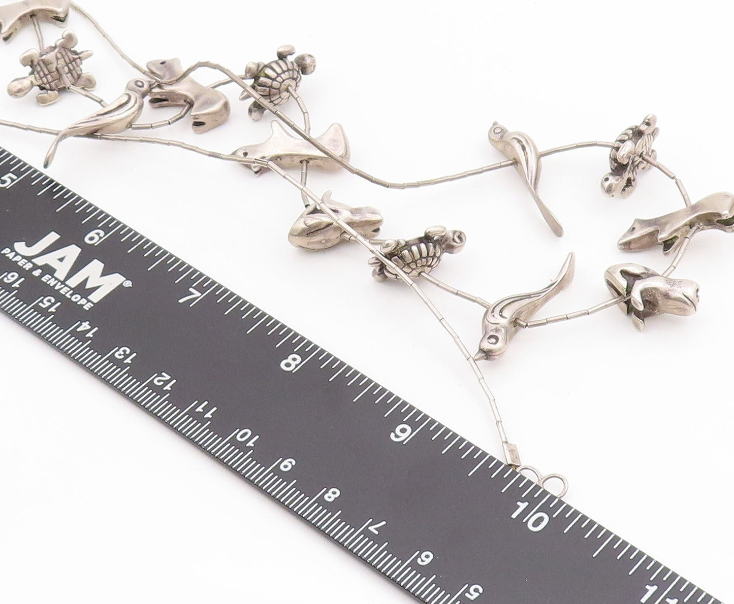 Solid Silver Vintage Necklace Designer Dark Tone Animal Kingdom  NE4460