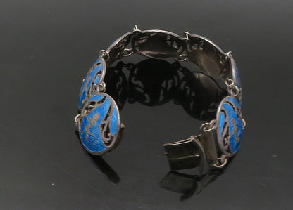 SIAM 925 Sterling Silver  Vintage Enamel Dancer Round Chain Bracelet  BT8997
