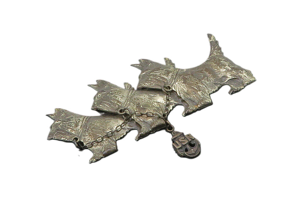 925 Sterling Silver Vintage Oxidized United States Navy Dogs Brooch Pin BP6475