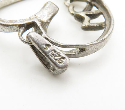 925 Sterling Silver  Vintage Genuine Diamonds Mom Love Heart Pendant  PT12438