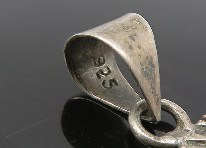 MEXICO 925 Silver  Vintage Dark Tone Patterned Bear Motif Pendant  PT19343