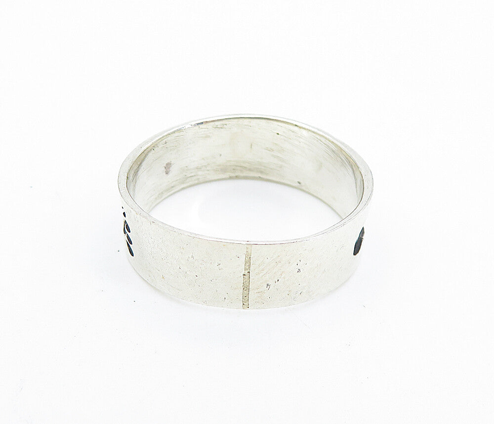 925 Sterling Silver  Vintage Shiny Footprints Pattern Band Ring Sz 10.5 RG7444