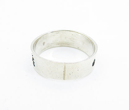 925 Sterling Silver  Vintage Shiny Footprints Pattern Band Ring Sz 10.5 RG7444
