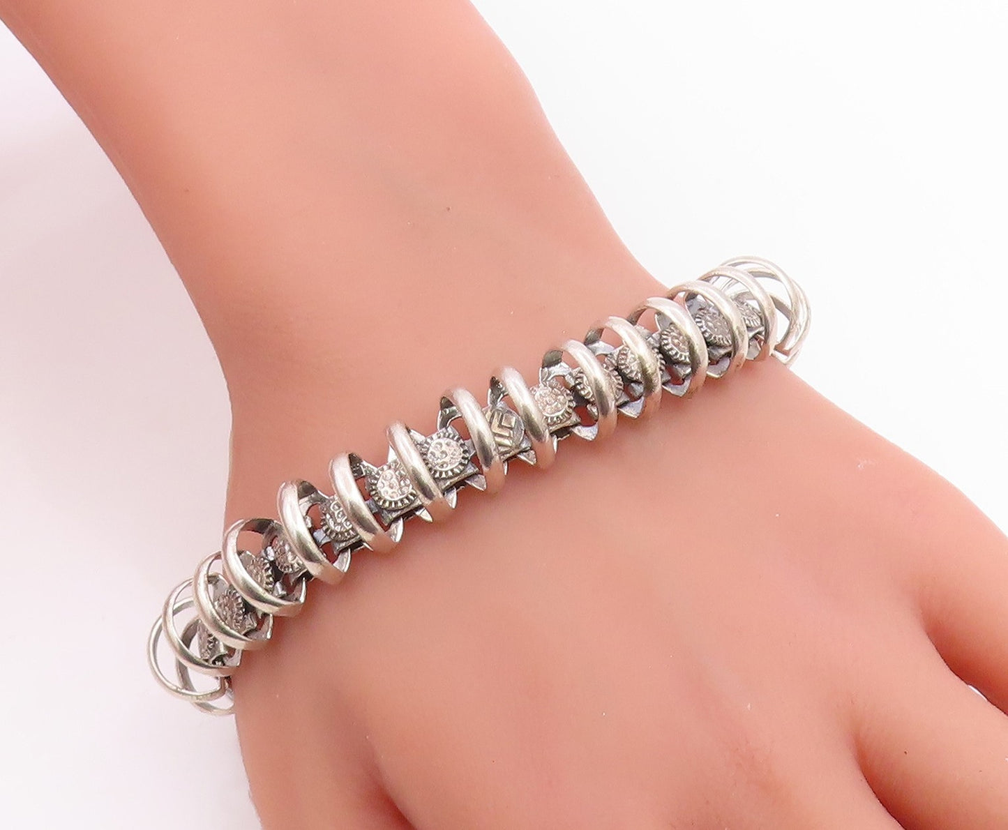 925 Sterling Silver Vintage Bracelet SILPADA Classic Textured Disc Link  BT12072