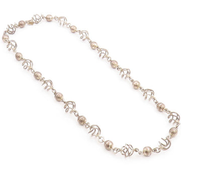 925 Sterling Silver Vintage Necklace MEXICO Spherical Spiral Cage Chain  NE4650