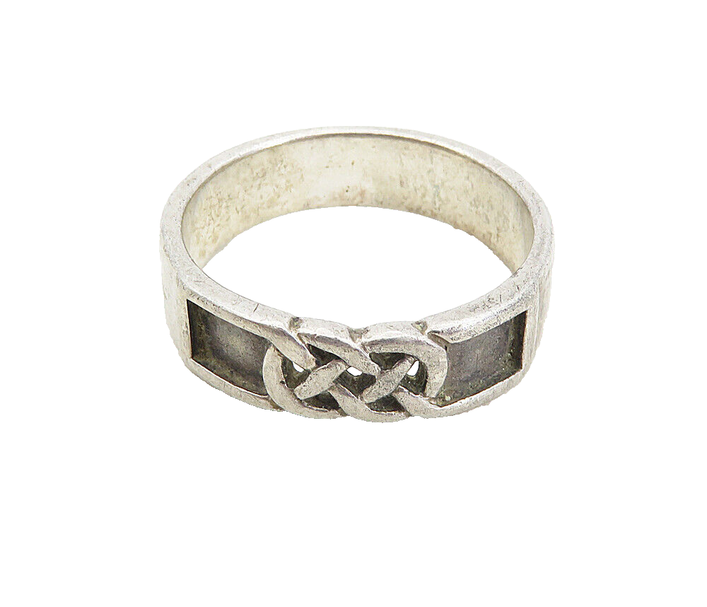 925 Sterling Silver  Vintage Open Pretzel Knot Detail Band Ring Sz 7.5  RG8663