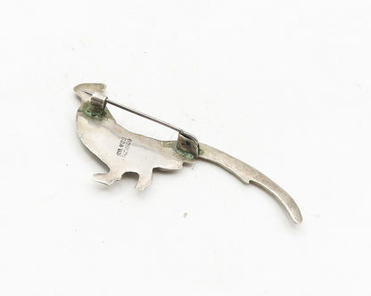 MEXICO 925 Sterling Silver  Vintage Bird Etched Detail Brooch Pin  BP4105