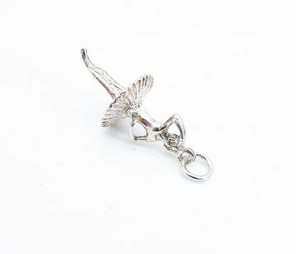 925 Sterling Silver  Vintage Shiny Sculpted Ballerina Dancer Pendant  PT3619