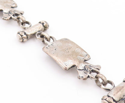 925 Sterling Silver Vintage Bracelet Etched Bird Letter & Blue CZ  BT11261