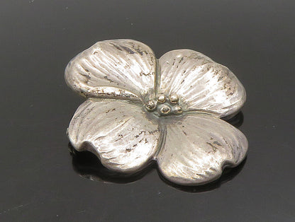 HAND & HAMMER 925 Silver  Vintage Ribbed Dogwood Flower Brooch Pin  BP9437