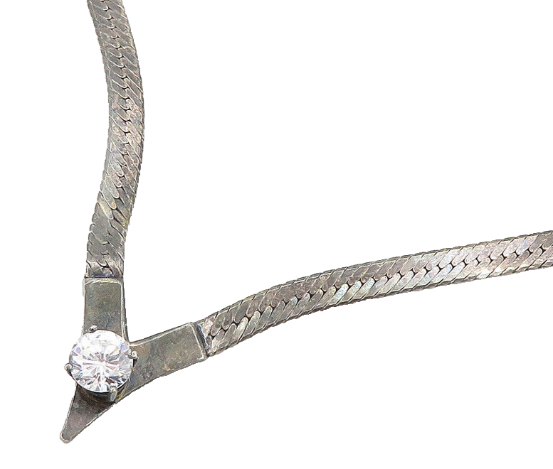 925 Sterling Silver Vintage Cubic Zirconia Dark Tone Snake Chain Necklace NE3216