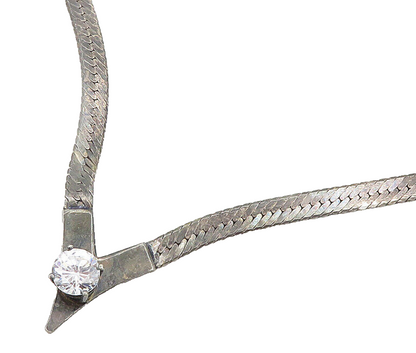 925 Sterling Silver Vintage Cubic Zirconia Dark Tone Snake Chain Necklace NE3216