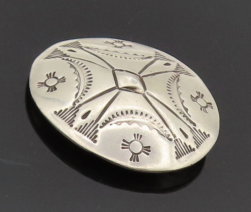 NAVAJO 925 Silver Vintage Ancient Etched Work Round Button Cover  TR3574