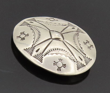 NAVAJO 925 Silver Vintage Ancient Etched Work Round Button Cover  TR3574