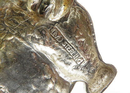 925 Sterling Silver  Vintage Shiny Enamel Detail Pig Motif Brooch Pin  BP8382