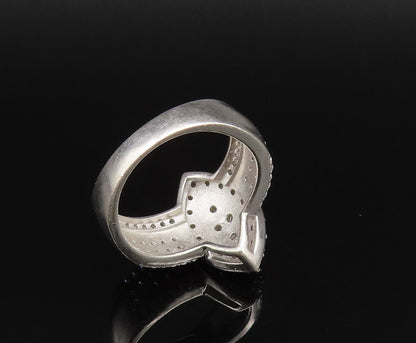 925 Silver  Vintage Multi Cubic Zirconia Marquise Frame Ring Sz 8  RG25807
