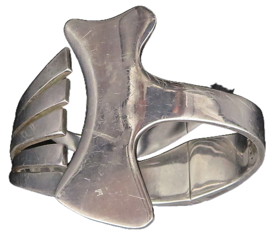 ALICIA MEXICO 925 Silver  Vintage Polished Double Tail Cuff Bracelet  BT9684
